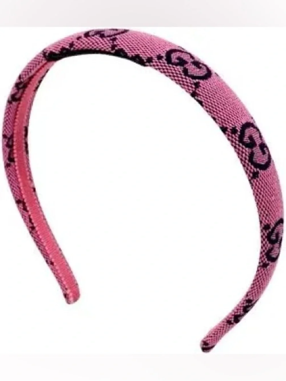 Gucci Pink Jacquard GG Headband with Black Logo